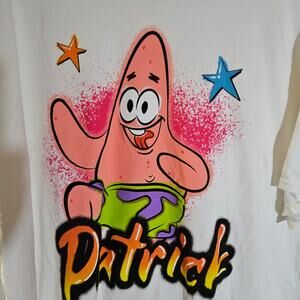Nickelodeon Patrick Star Airbrush Graphic T-Shirt White Oversized Men Size 2X
